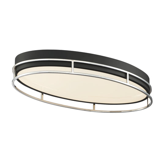 Eurofase Lighting Grafice 24" Dimmable Integrated LED Black Oval Flush Mount With Chrome Shade