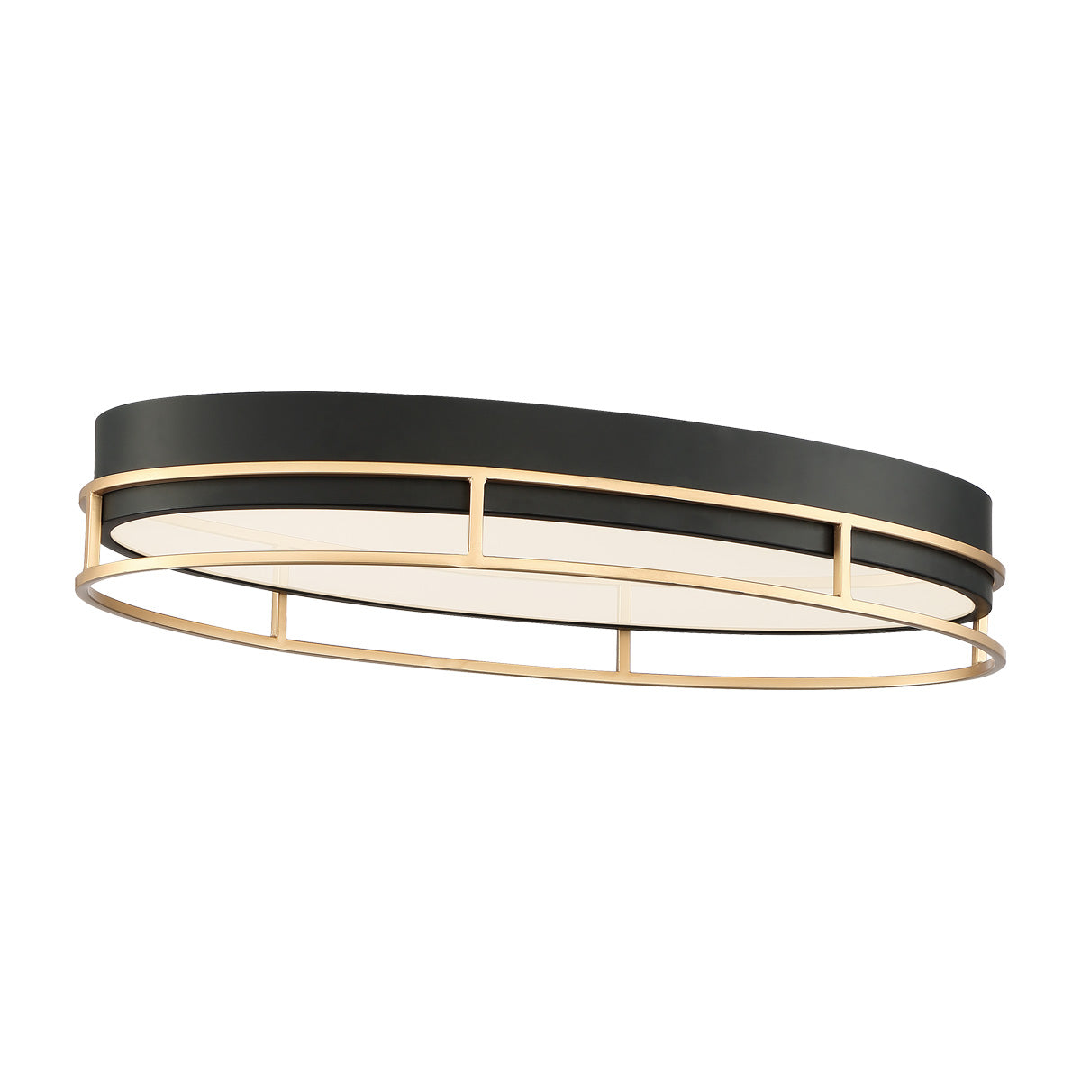 Eurofase Lighting Grafice 24" Dimmable Integrated LED Black Oval Flush Mount With Gold Shade