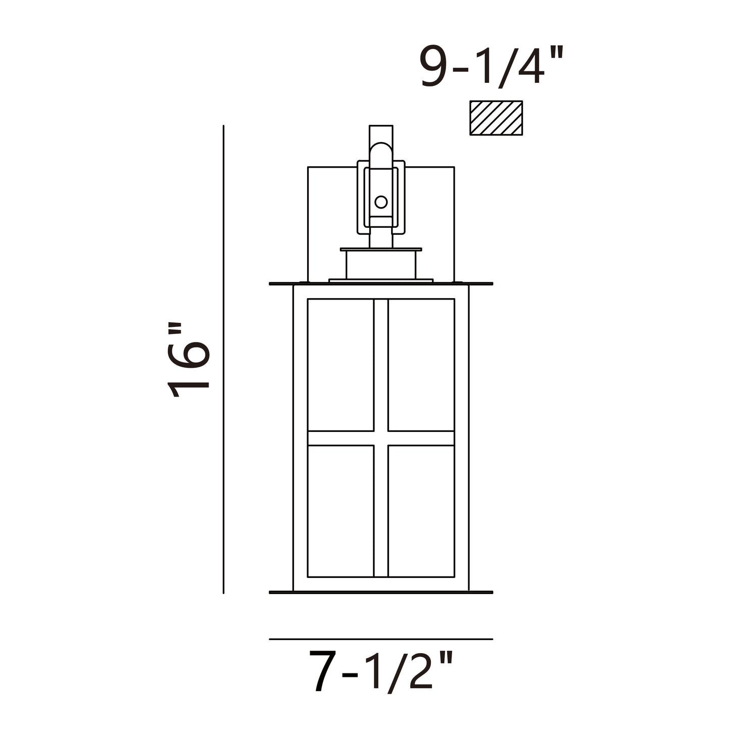 Eurofase Lighting Greyson 16" 1-Light Integrated LED Clear Glass Shade Brass Black Outdoor Wall Lantern