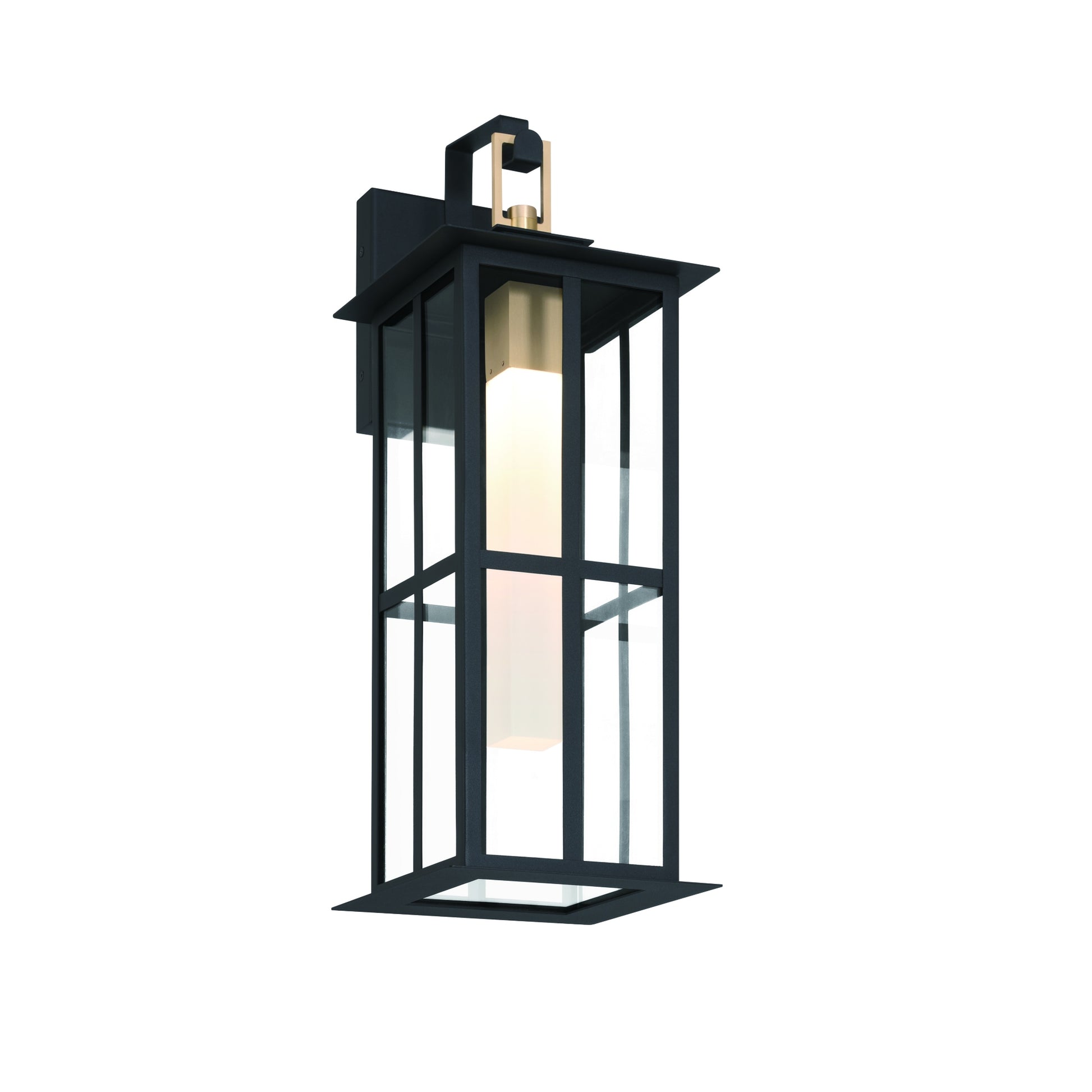 Eurofase Lighting Greyson 22" 1-Light Integrated LED Clear Glass Shade Brass Black Outdoor Wall Lantern