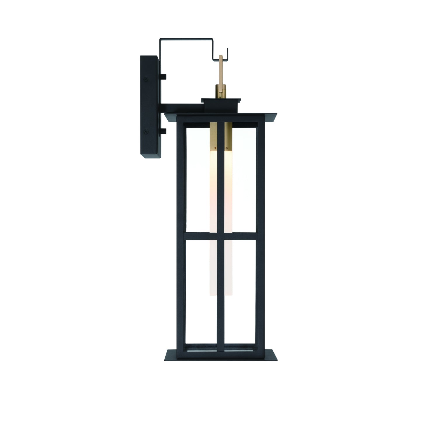 Eurofase Lighting Greyson 22" 1-Light Integrated LED Clear Glass Shade Brass Black Outdoor Wall Lantern