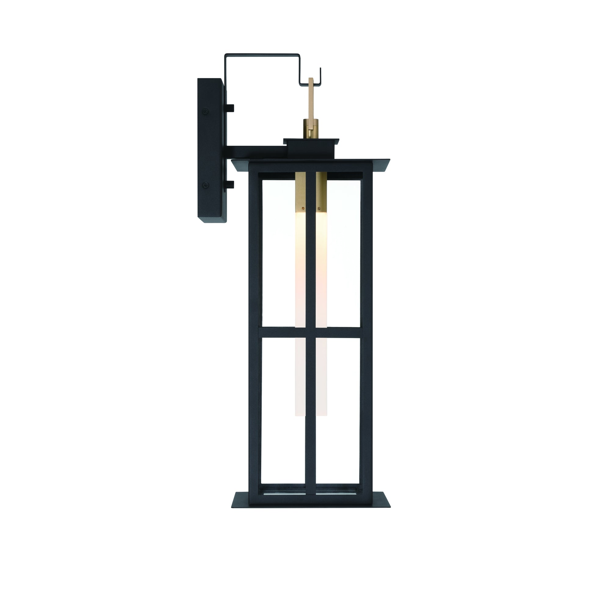 Eurofase Lighting Greyson 22" 1-Light Integrated LED Clear Glass Shade Brass Black Outdoor Wall Lantern