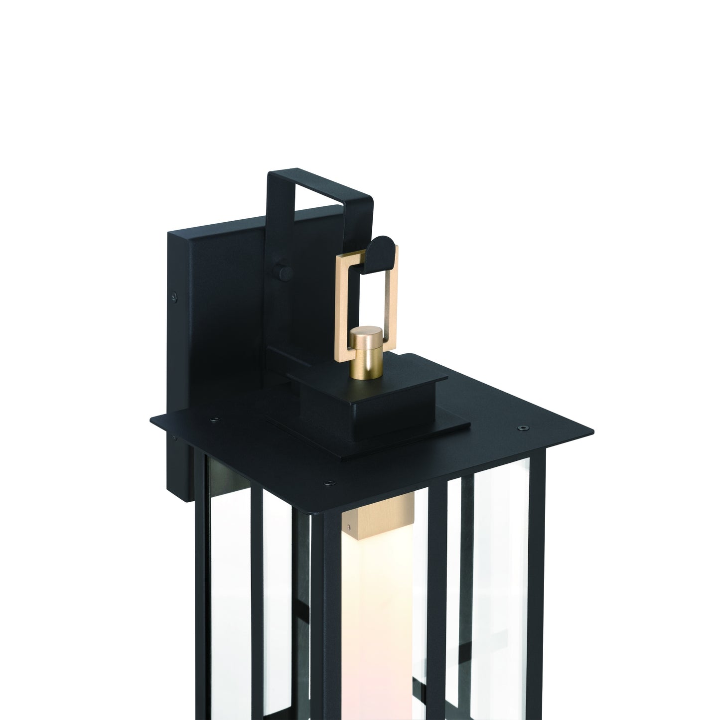Eurofase Lighting Greyson 22" 1-Light Integrated LED Clear Glass Shade Brass Black Outdoor Wall Lantern