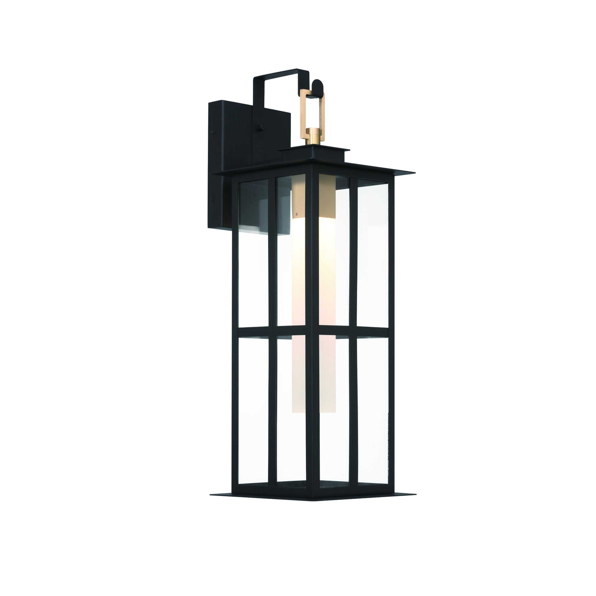 Eurofase Lighting Greyson 22" 1-Light Integrated LED Clear Glass Shade Brass Black Outdoor Wall Lantern