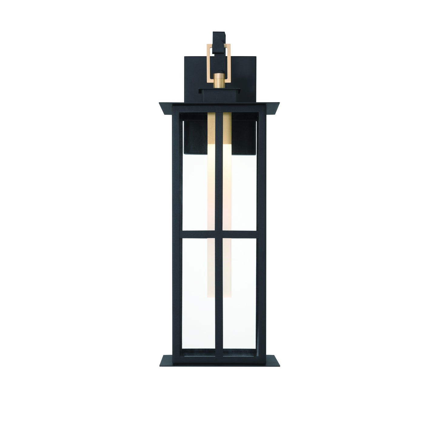 Eurofase Lighting Greyson 22" 1-Light Integrated LED Clear Glass Shade Brass Black Outdoor Wall Lantern