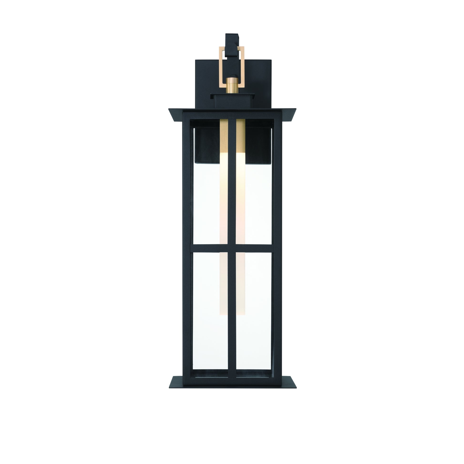 Eurofase Lighting Greyson 22" 1-Light Integrated LED Clear Glass Shade Brass Black Outdoor Wall Lantern