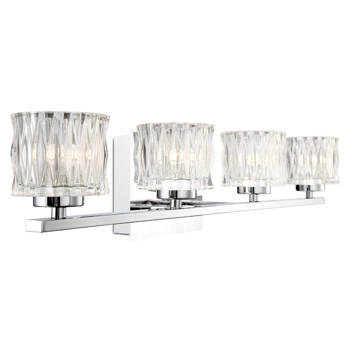 Eurofase Lighting Guleph 25" 4-Light Dimmable Chrome Integrated LED Bath Bar With Clear Glass Shades