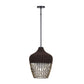 Eurofase Lighting Hannha 23" 1-Light Brown Rope Shade Matte Black Pet Weave Outdoor Pendant Light