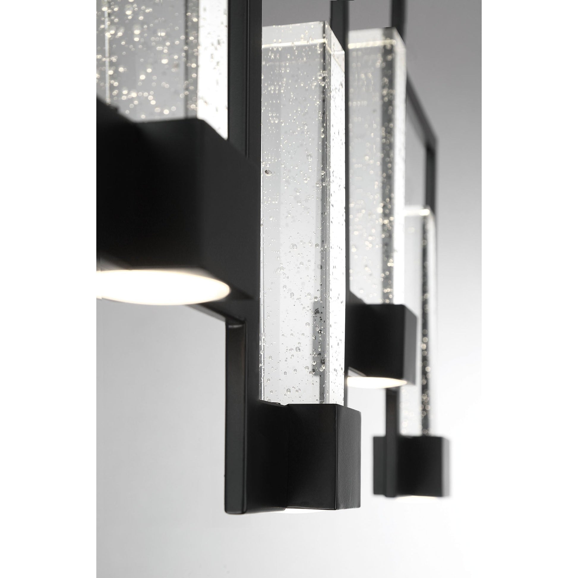Eurofase Lighting Hanson 39" 10-Light Dimmable Integrated LED Metal Linear Black Chandelier With Clear Seeded Shades