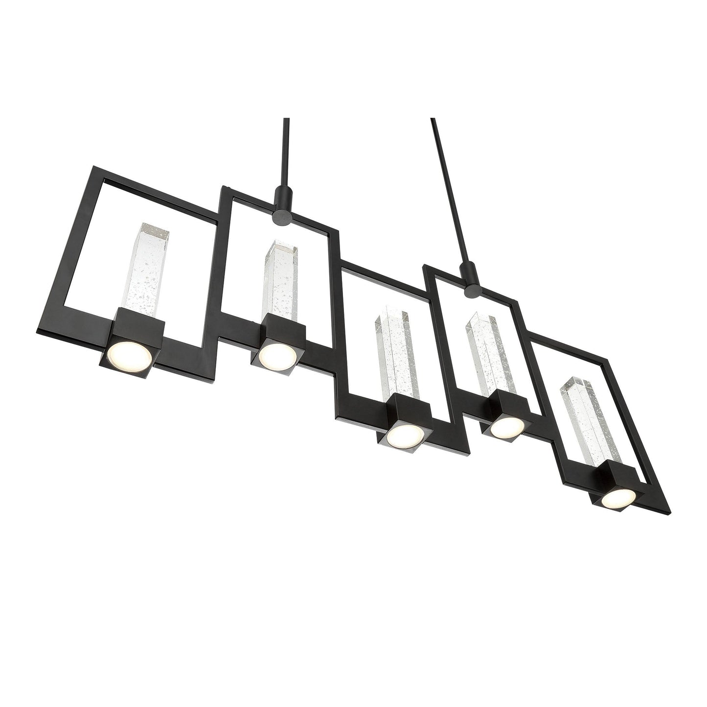Eurofase Lighting Hanson 39" 10-Light Dimmable Integrated LED Metal Linear Black Chandelier With Clear Seeded Shades