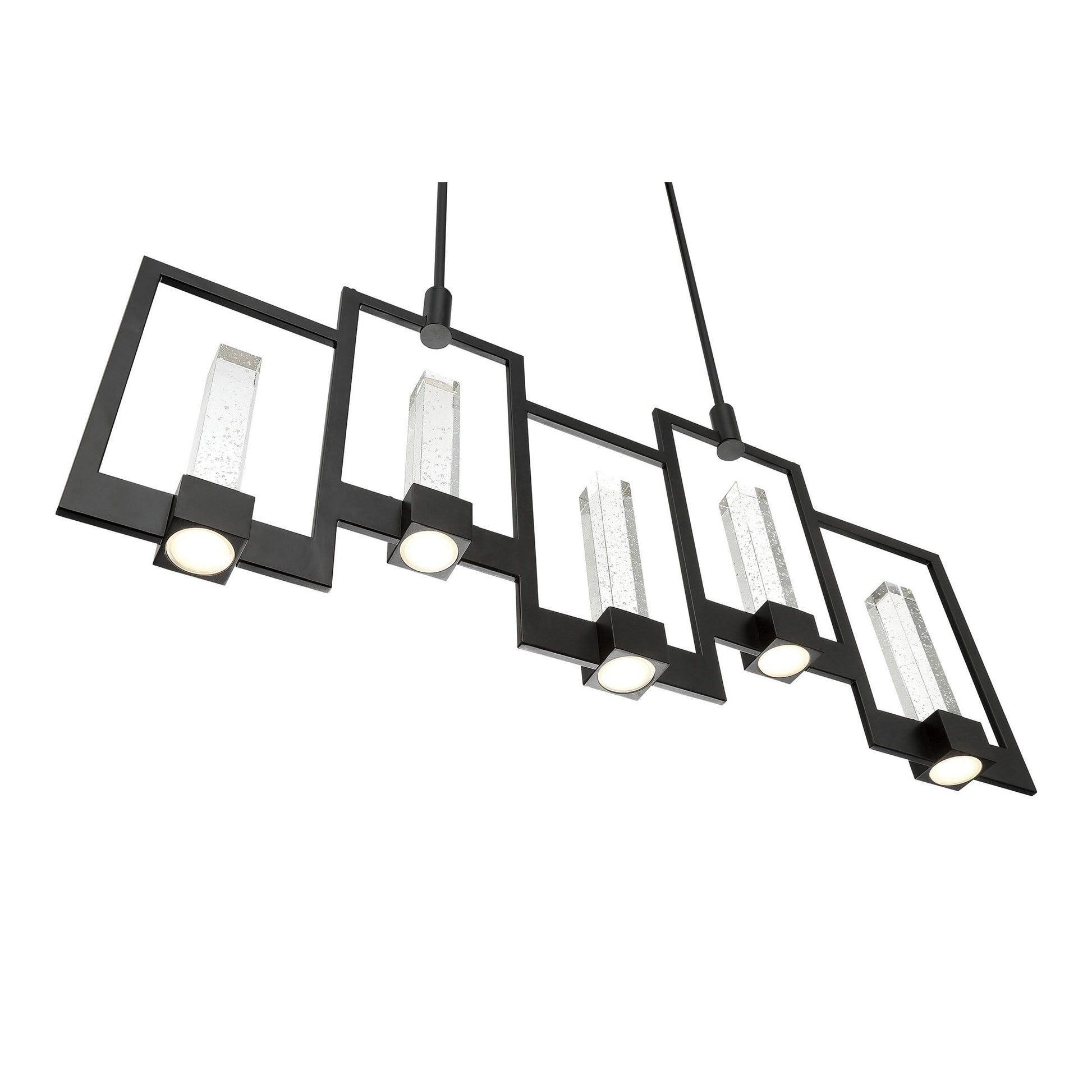 Eurofase Lighting Hanson 39" 10-Light Dimmable Integrated LED Metal Linear Black Chandelier With Clear Seeded Shades
