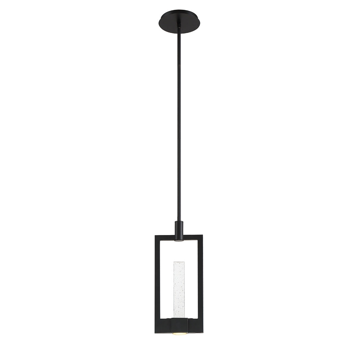 Eurofase Lighting Hanson 7" 2-Light Dimmable Integrated LED Metal Black Pendant Light With Clear Seeded Shade