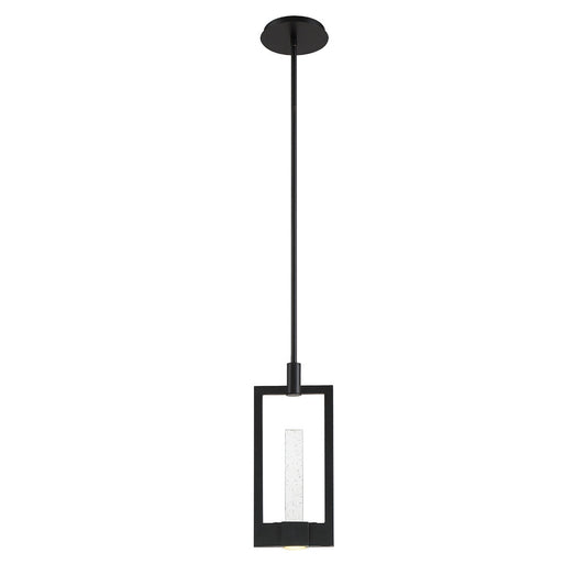 Eurofase Lighting Hanson 7" 2-Light Dimmable Integrated LED Metal Black Pendant Light With Clear Seeded Shade