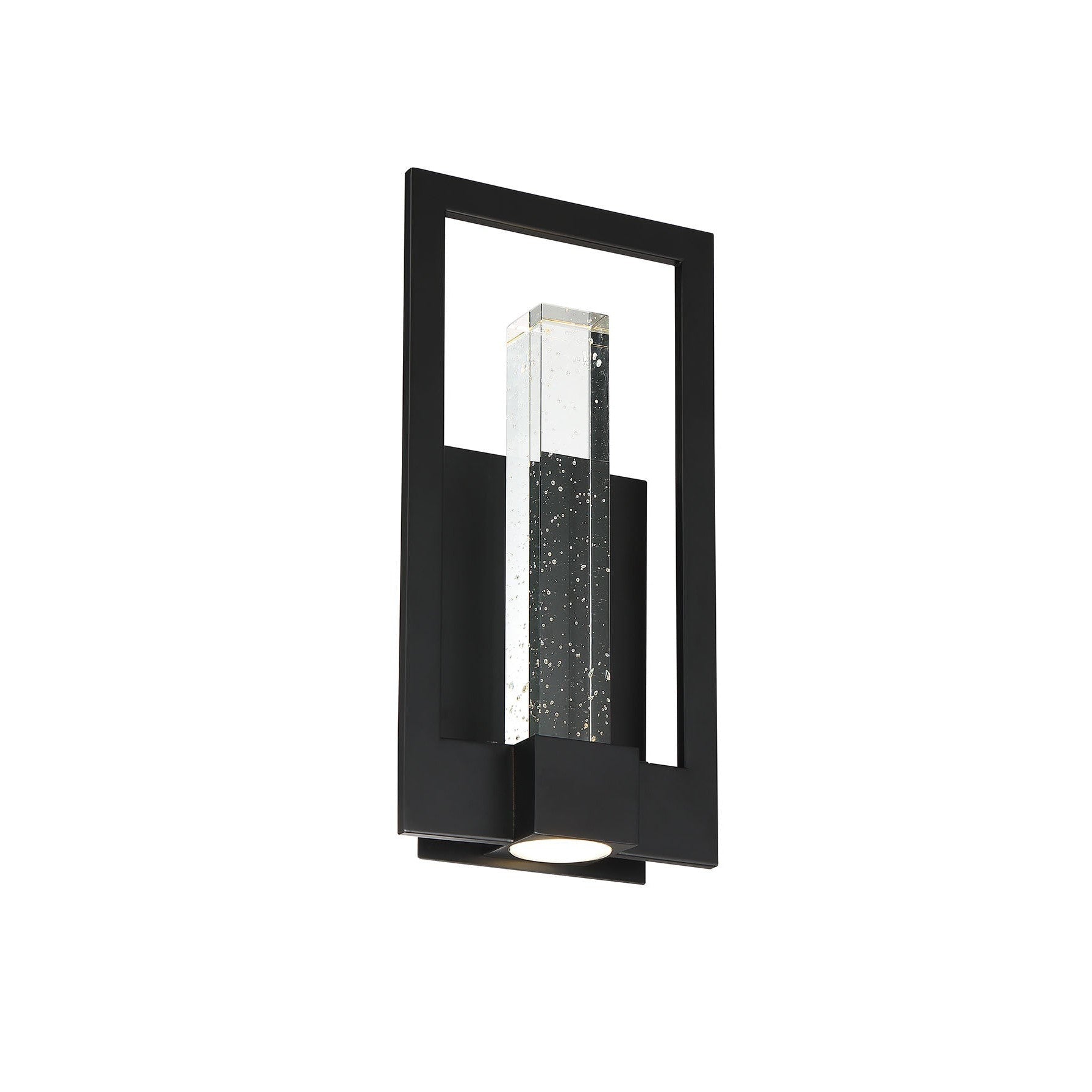 Eurofase Lighting Hanson 7" Dimmable Integrated LED Black Outdoor Wall Sconce With Clear Bubbled Glass Shade