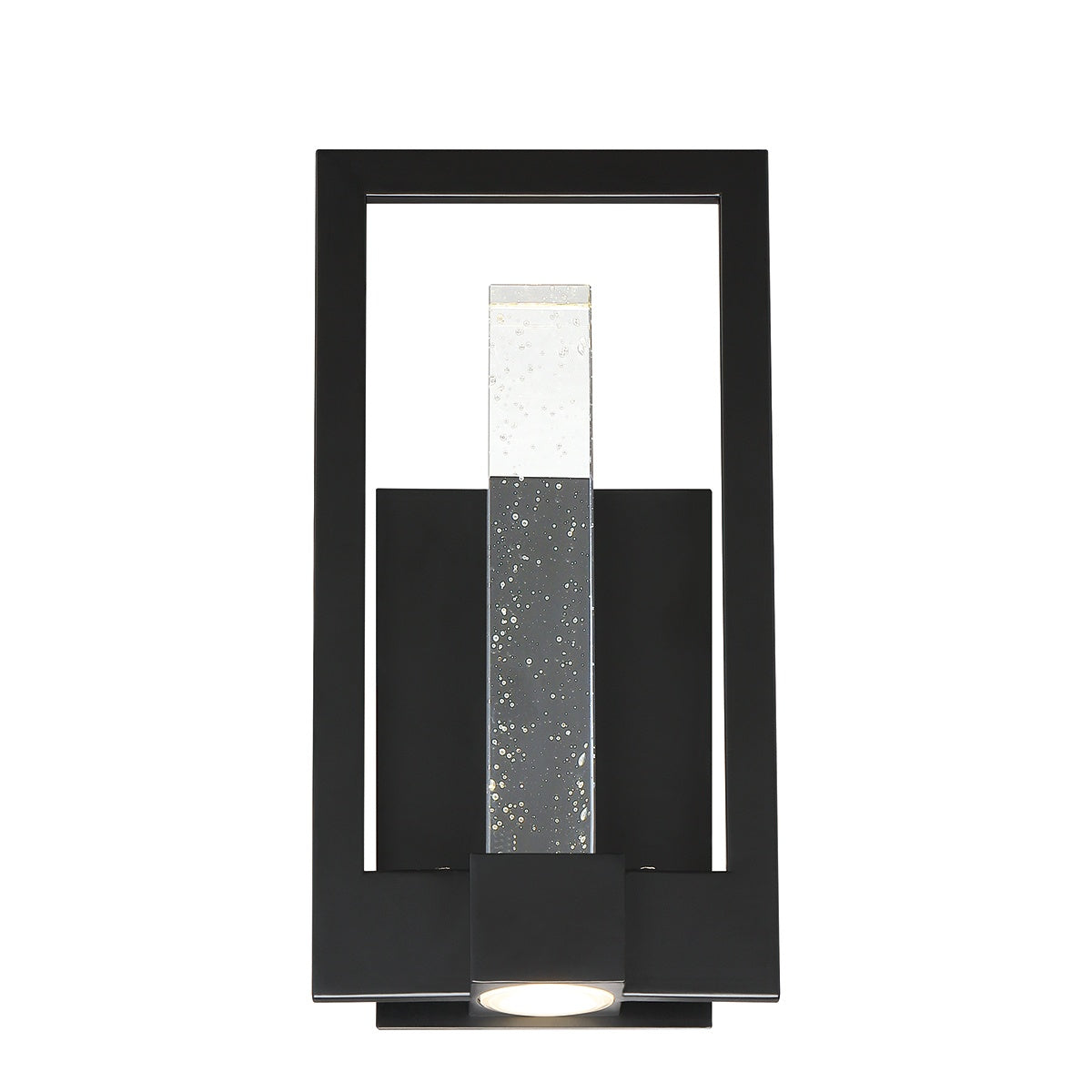 Eurofase Lighting Hanson 7" Dimmable Integrated LED Black Outdoor Wall Sconce With Clear Bubbled Glass Shade