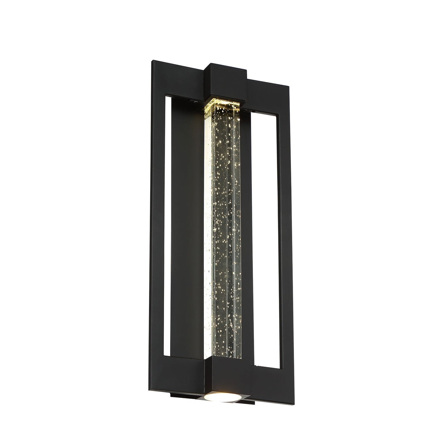 Eurofase Lighting Hanson 9" Dimmable Integrated LED Black Outdoor Wall Sconce With Clear Bubbled Glass Shade