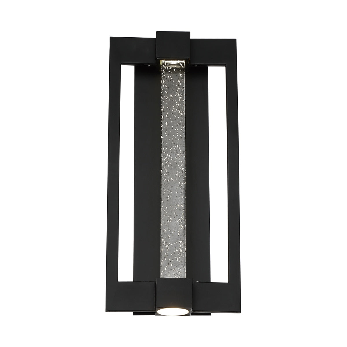Eurofase Lighting Hanson 9" Dimmable Integrated LED Black Outdoor Wall Sconce With Clear Bubbled Glass Shade