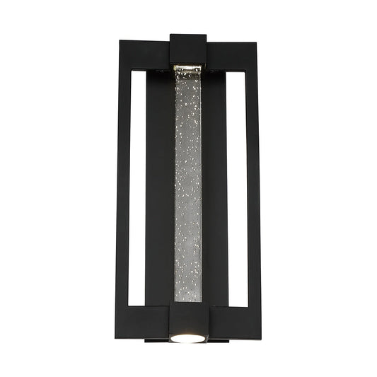 Eurofase Lighting Hanson 9" Dimmable Integrated LED Black Outdoor Wall Sconce With Clear Bubbled Glass Shade