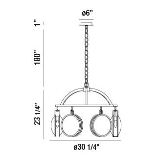 Eurofase Lighting Havendale 30" 6-light Round Incandescent Polished Nickel Chandelier With Mercury Glass Shades