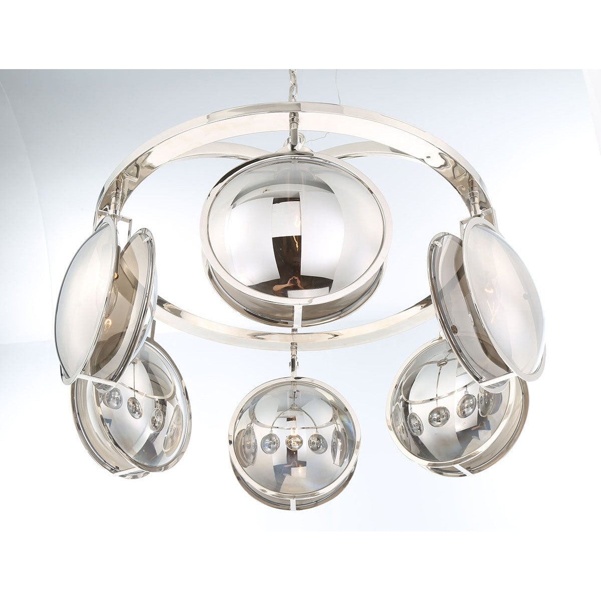 Eurofase Lighting Havendale 30" 6-light Round Incandescent Polished Nickel Chandelier With Mercury Glass Shades