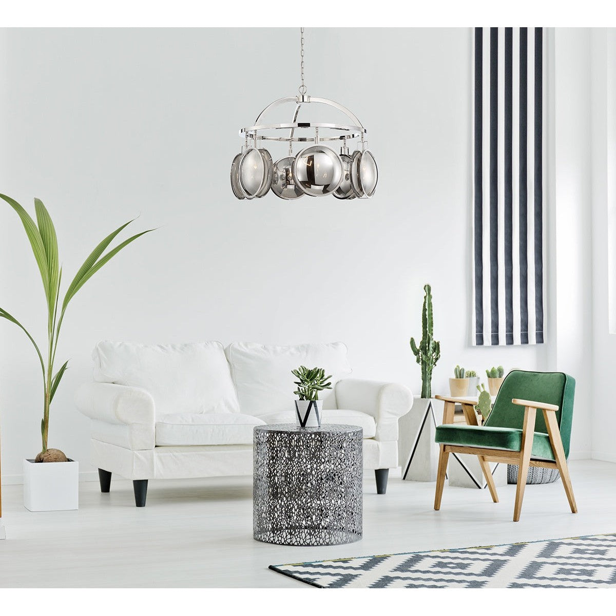 Eurofase Lighting Havendale 30" 6-light Round Incandescent Polished Nickel Chandelier With Mercury Glass Shades