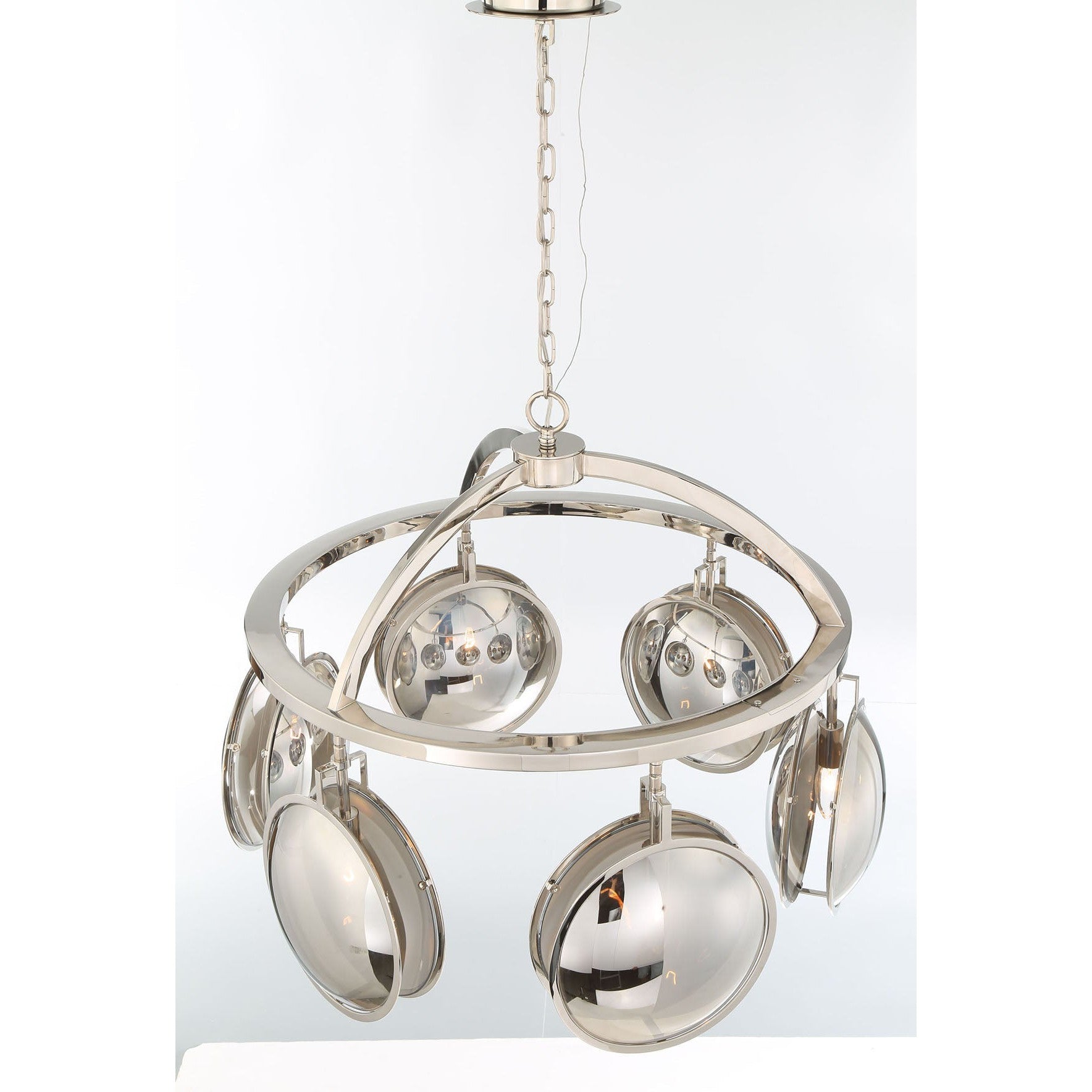Eurofase Lighting Havendale 30" 6-light Round Incandescent Polished Nickel Chandelier With Mercury Glass Shades