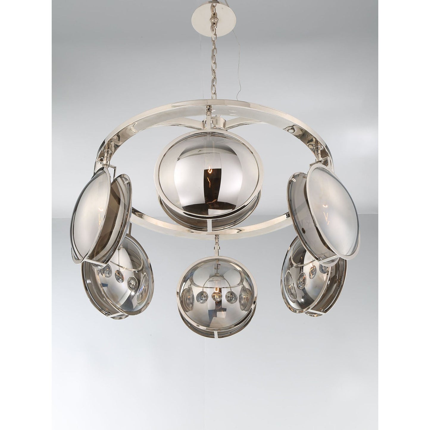 Eurofase Lighting Havendale 30" 6-light Round Incandescent Polished Nickel Chandelier With Mercury Glass Shades