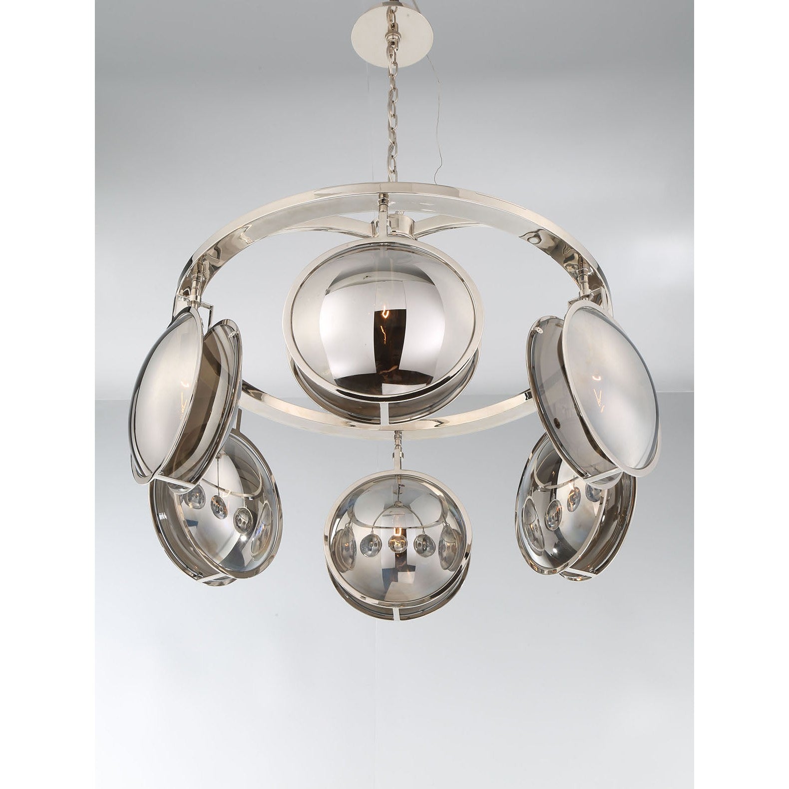 Eurofase Lighting Havendale 30" 6-light Round Incandescent Polished Nickel Chandelier With Mercury Glass Shades