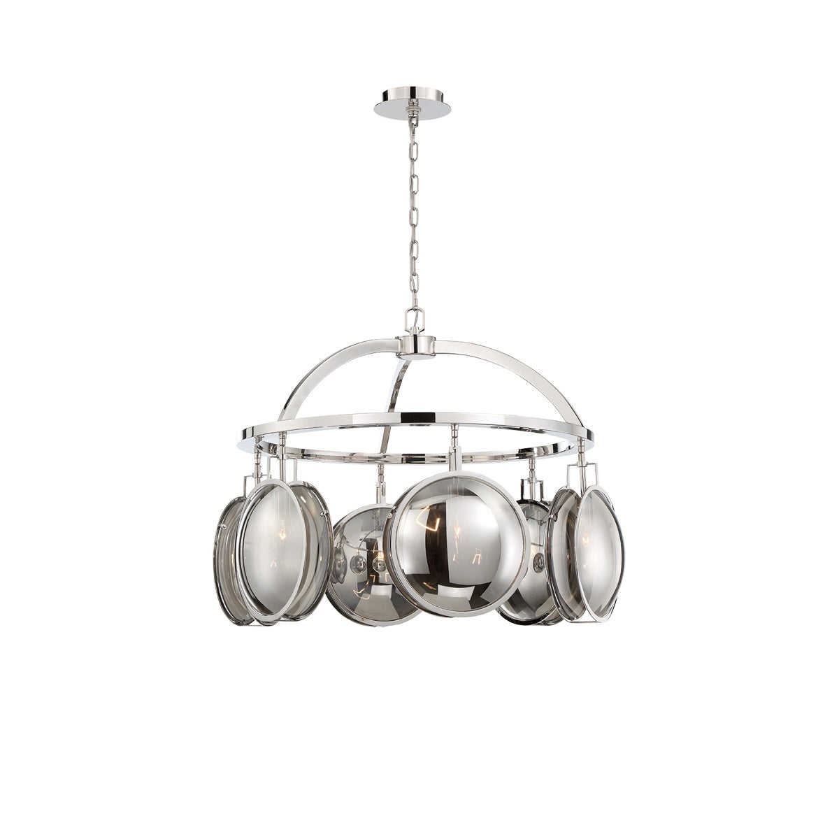Eurofase Lighting Havendale 30" 6-light Round Incandescent Polished Nickel Chandelier With Mercury Glass Shades
