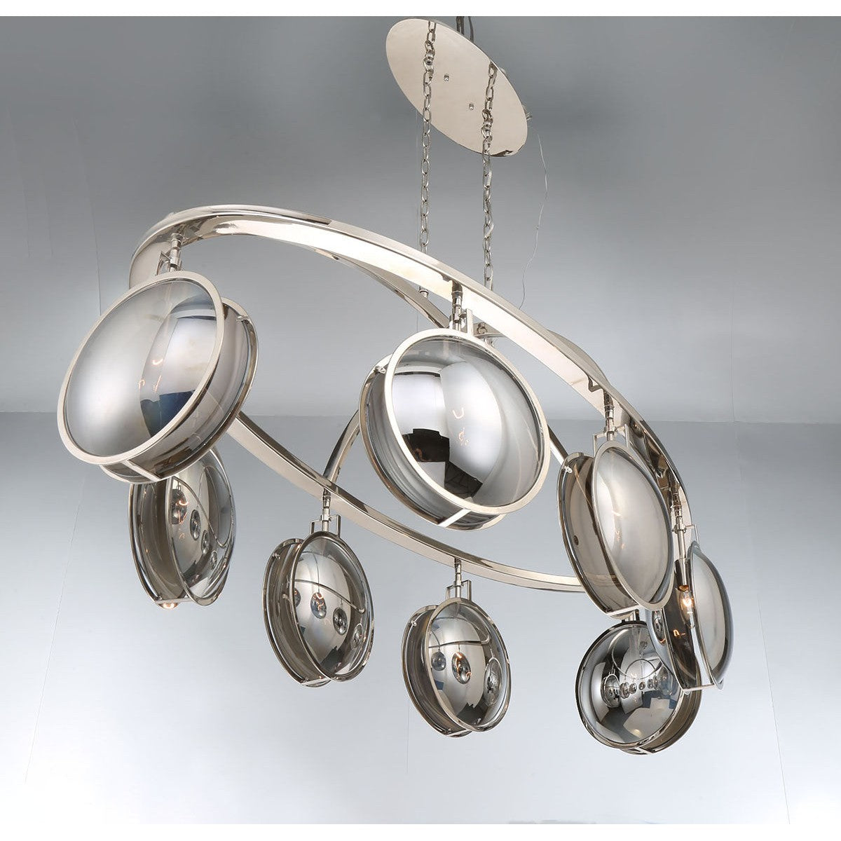 Eurofase Lighting Havendale 54" 8-light Oval Incandescent Polished Nickel Chandelier With Mercury Glass Shades