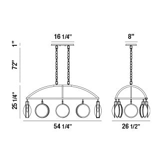 Eurofase Lighting Havendale 54" 8-light Oval Incandescent Polished Nickel Chandelier With Mercury Glass Shades