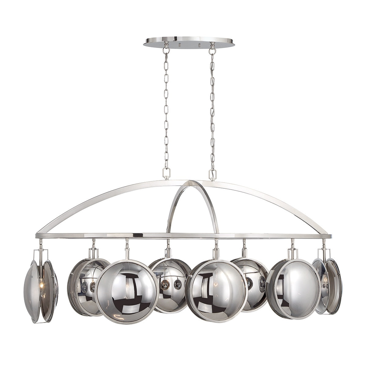 Eurofase Lighting Havendale 54" 8-light Oval Incandescent Polished Nickel Chandelier With Mercury Glass Shades