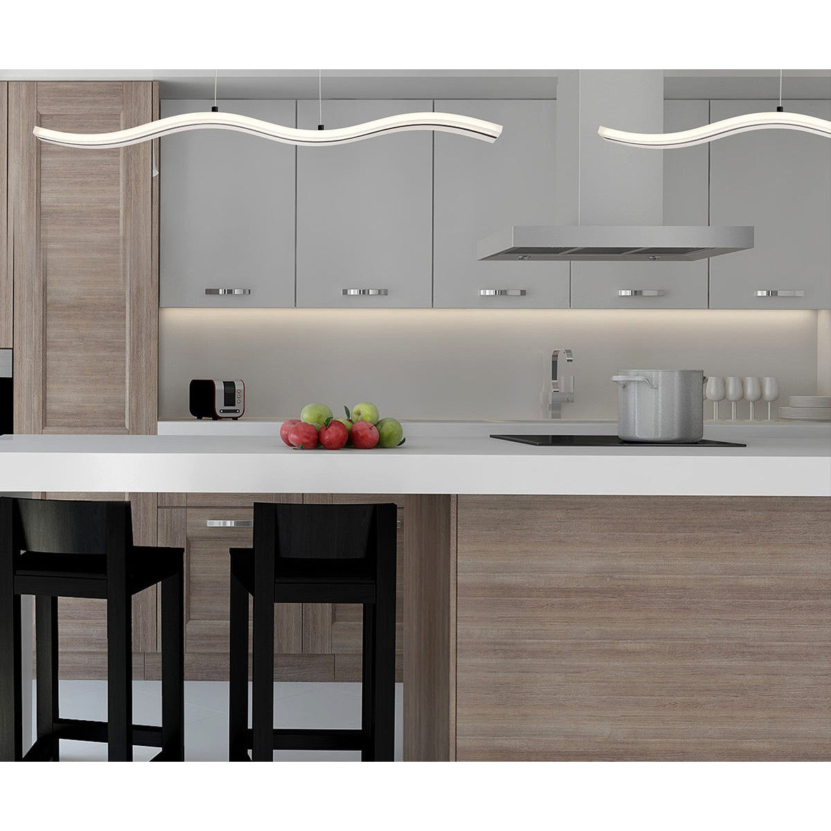 Eurofase Lighting High Tide 38" Linear Dimmable Integrated LED Black Pendant Light With Frosted Acrylic Shades