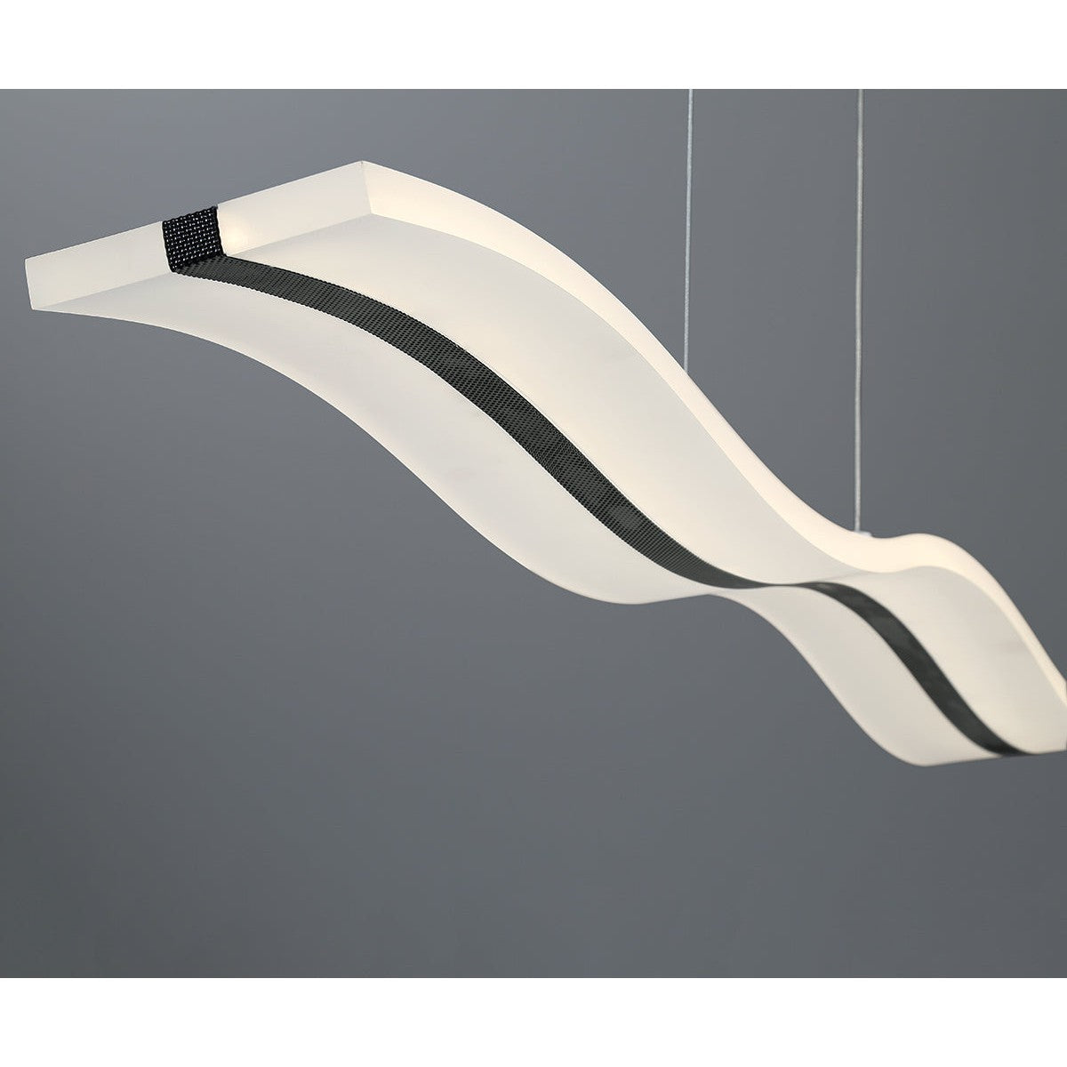 Eurofase Lighting High Tide 38" Linear Dimmable Integrated LED Black Pendant Light With Frosted Acrylic Shades