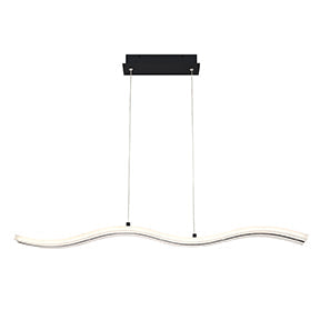 Eurofase Lighting High Tide 38" Linear Dimmable Integrated LED Black Pendant Light With Frosted Acrylic Shades