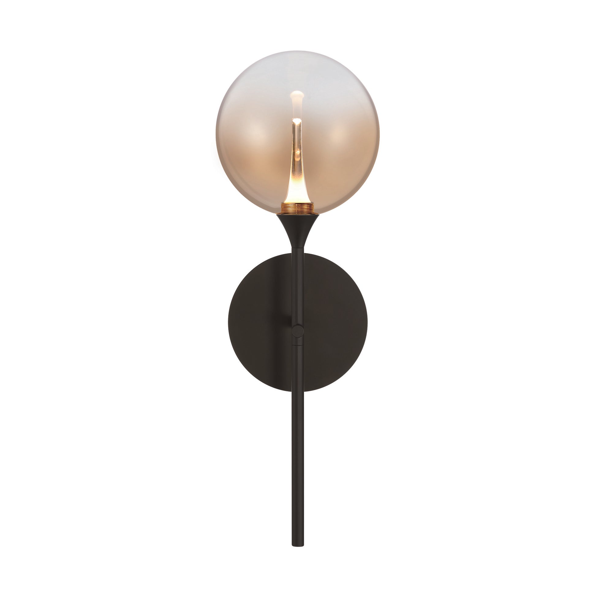 Eurofase Lighting Iissa 19" 1-Light Integrated LED Amber Glass Shade Matte Black Steel Wall Sconce