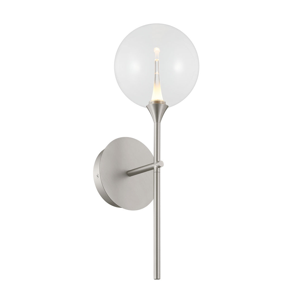 Eurofase Lighting Iissa 19" 1-Light Integrated LED Clear Glass Shade Satin Nickel Steel Wall Sconce