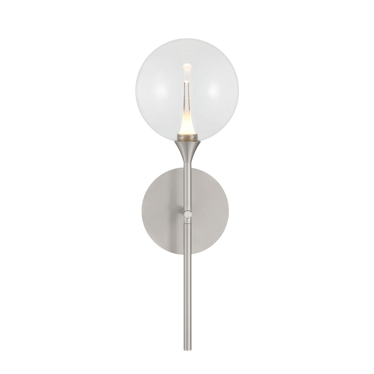 Eurofase Lighting Iissa 19" 1-Light Integrated LED Clear Glass Shade Satin Nickel Steel Wall Sconce