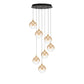 Eurofase Lighting Iissa 21" 7-Light Integrated LED Amber Glass Shade Gold Steel Multi-Drop Chandelier