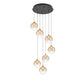 Eurofase Lighting Iissa 21" 7-Light Integrated LED Amber Glass Shade Gold Steel Multi-Drop Chandelier