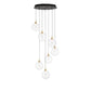 Eurofase Lighting Iissa 21" 7-Light Integrated LED Clear Glass Shade Gold Steel Multi-Drop Chandelier