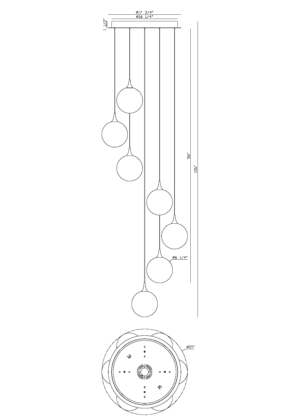 Eurofase Lighting Iissa 21" 7-Light Integrated LED Smoke Glass Shade Gold Steel Multi-Drop Chandelier