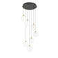 Eurofase Lighting Iissa 21" 7-Light Integrated LED Clear Glass Shade Gold Steel Multi-Drop Chandelier