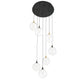 Eurofase Lighting Iissa 21" 7-Light Integrated LED Clear Glass Shade Gold and Black Steel Multi-Drop Chandelier