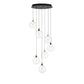 Eurofase Lighting Iissa 21" 7-Light Integrated LED Clear Glass Shade Gold and Black Steel Multi-Drop Chandelier