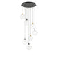 Eurofase Lighting Iissa 21" 7-Light Integrated LED Clear Glass Shade Gold and Black Steel Multi-Drop Chandelier