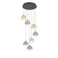Eurofase Lighting Iissa 21" 7-Light Integrated LED Mixed Glass Shade Gold Steel Multi-Drop Chandelier