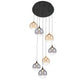 Eurofase Lighting Iissa 21" 7-Light Integrated LED Mixed Glass Shade Gold and Black Steel Multi-Drop Chandelier