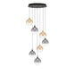 Eurofase Lighting Iissa 21" 7-Light Integrated LED Mixed Glass Shade Gold and Black Steel Multi-Drop Chandelier