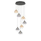 Eurofase Lighting Iissa 21" 7-Light Integrated LED Mixed Glass Shade Gold and Black Steel Multi-Drop Chandelier